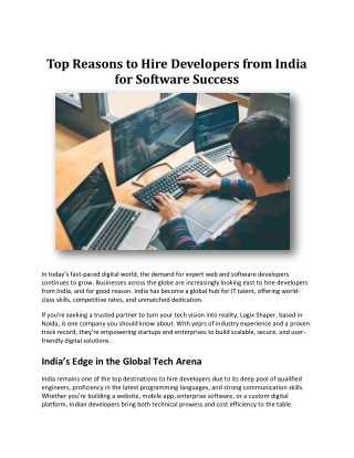Top Reasons to Hire Developers from India for Software Success