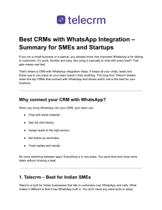 best crms with whatsapp integration summary