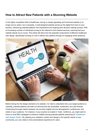 How to Attract New Patients with a Stunning Website