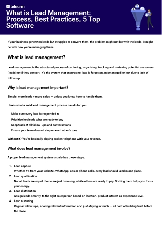 what is lead management process best practices