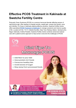 effective pcos treatment in kakinada at swetcha