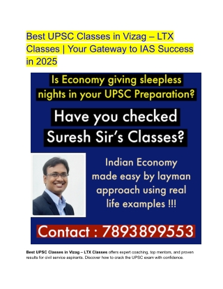 Best UPSC Classes in Vizag – LTX Classes _ Your Gateway to IAS Success in 2025