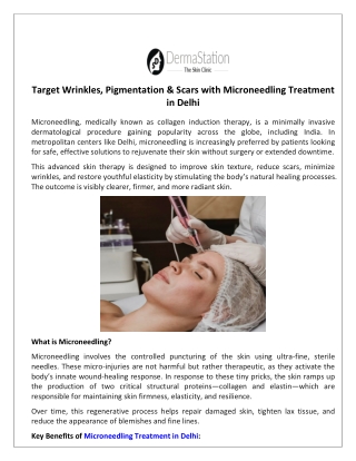Target Wrinkles, Pigmentation & Scars with Microneedling Treatment in Delhi