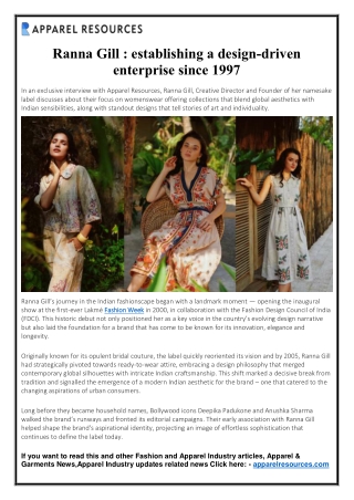 Ranna Gill -  establishing a design-driven enterprise since 1997