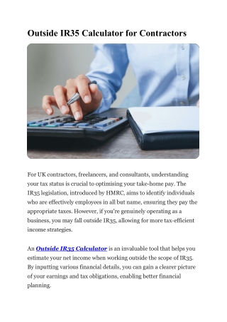 Outside IR35 Calculator for Contractors
