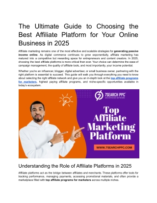 The Ultimate Guide to Choosing the Best Affiliate Platform for Your Online Business in 2025