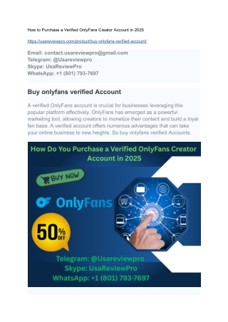 How to Purchase a Verified OnlyFans Creator Account in 2025