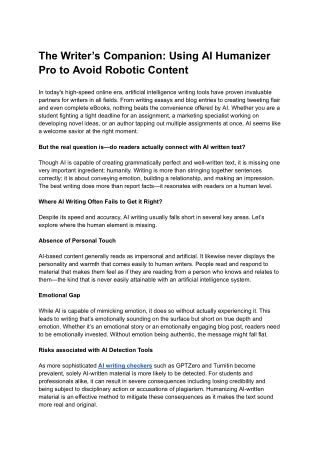 The Writer’s Companion_ Using AI Humanizer Pro to Avoid Robotic Content