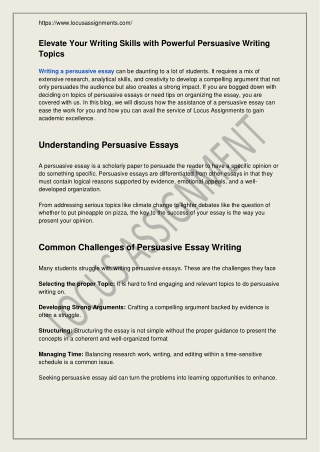 Persuasive writing topics