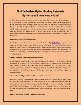 Find de bedste flyttetilbud og betroede flyttemænd i hele Nordjylland