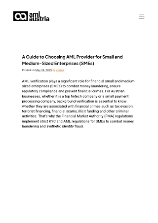 A Guide to Choosing AML Provider for Small and Medium-Sized Enterprises (SMEs)