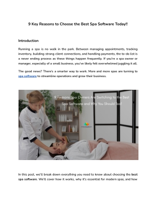 9 key reasons to choose the best spa software