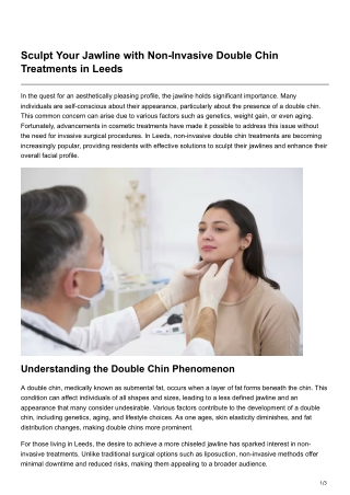 Sculpt Your Jawline with Non-Invasive Double Chin Treatments in Leeds