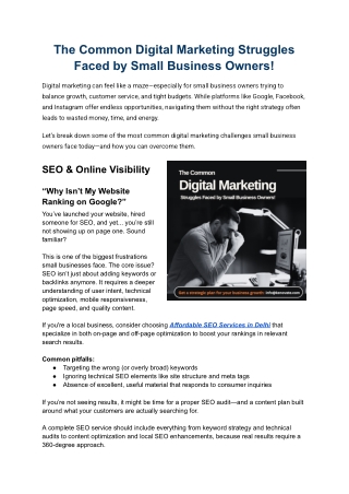 The Common Digital Marketing Struggles Faced by Small Business Owners!