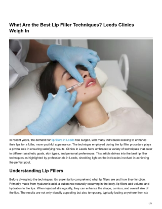 What Are the Best Lip Filler Techniques Leeds Clinics WeighIn