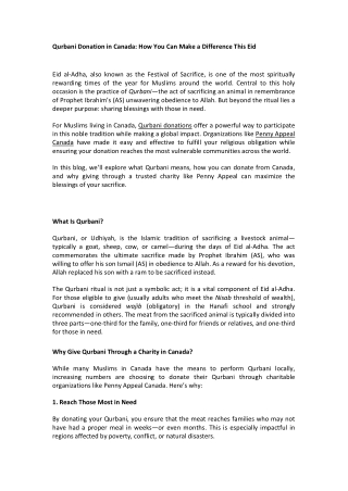 Qurbani Donation in Canada How You Can Make a Difference This Eid