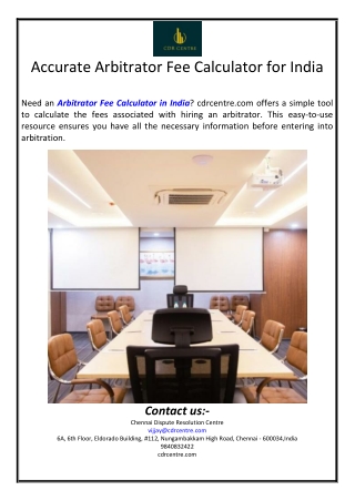 Accurate Arbitrator Fee Calculator for India