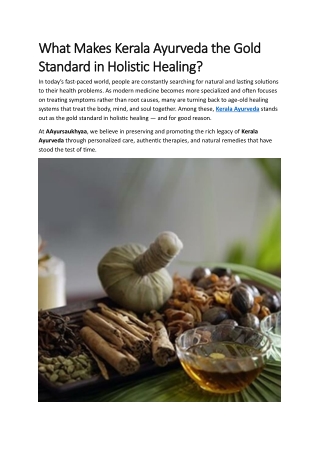 What Makes Kerala Ayurveda the Gold Standard in Holistic Healing