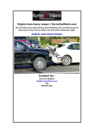 Virginia Auto Injury Lawyer  Burnettwilliams.com.