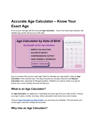 Accurate Age Calculator – Know Your Exact Age