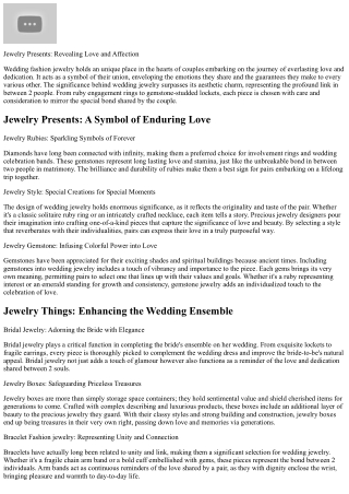 The Importance of Wedding Jewelry: Everlasting Love and Elegance