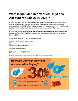 What is Included in a Verified OnlyFans Account for Sale 2024-2025 _