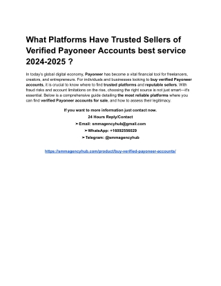 What Platforms Have Trusted Sellers of Verified Payoneer Accounts best service 2024-2025 _