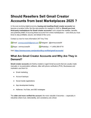 Should Resellers Sell Gmail Creator Accounts from best Marketplaces 2025 _
