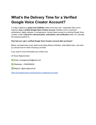 What’s the Delivery Time for a Verified Google Voice Creator Account_