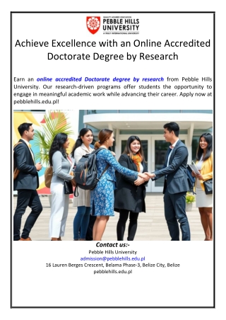 Achieve Excellence with an Online Accredited Doctorate Degree by Research