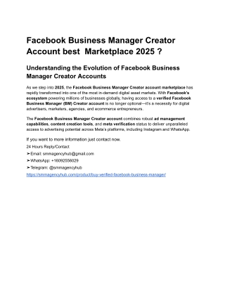 Facebook Business Manager Creator Account best  Marketplace 2025 _
