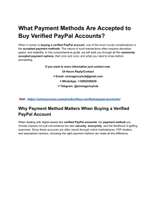 What Payment Methods Are Accepted to Buy Verified PayPal Accounts_