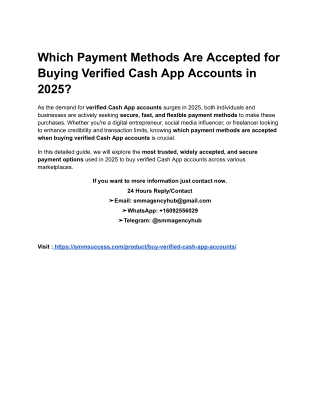 Which Payment Methods Are Accepted for Buying Verified Cash App Accounts in 2025