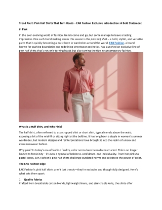 Trend Alert: Pink Half Shirts That Turn Heads – EAK Fashion Exclusive