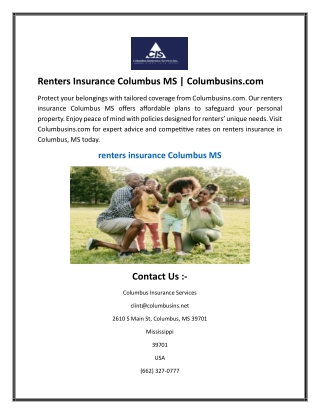 Renters Insurance Columbus MS  Columbusins.com