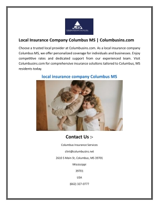 Local Insurance Company Columbus MS  Columbusins.com