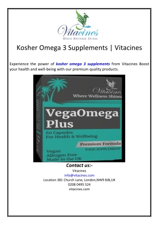 Kosher Omega 3 Supplements | Vitacines