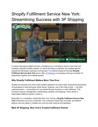shopify fulfillment service new york streamlining