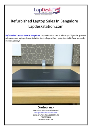 Refurbished Laptop Sales In Bangalore | Lapdeskstation.com