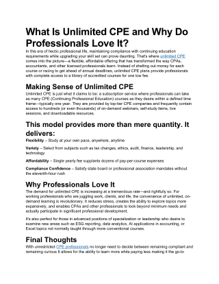 What Is Unlimited CPE and Why Do Professionals Love It