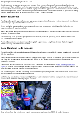 recognizing pipes and heating codes and laws