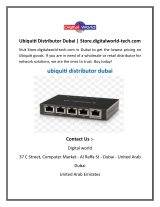 Ubiquiti Distributor Dubai  Store.digitalworld-tech.com
