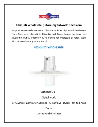 Ubiquiti Wholesale  Store.digitalworld-tech.com