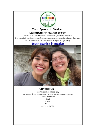 Teach Spanish In Mexico  Learnspanishinmexicocity.com.