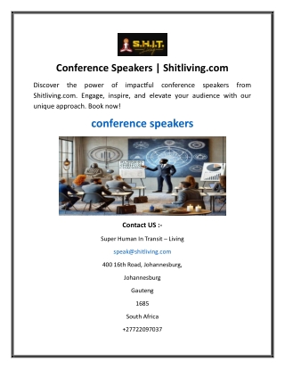 Conference Speakers  Shitliving.com