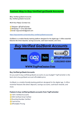 Fastest Way to Buy Verified go2bank Accounts