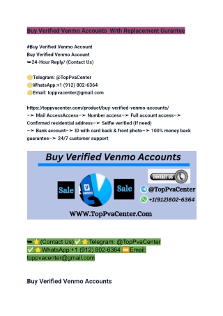 Buy Verified Venmo Accounts  With Replacement Gurantee