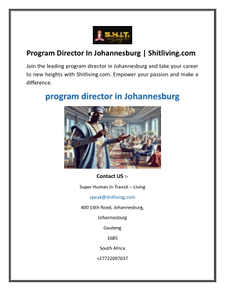 Program Director In Johannesburg  Shitliving.com