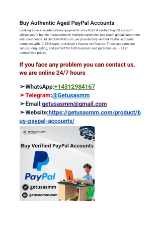 Buy Authentic Aged PayPal Accounts