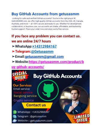 Buy GitHub Accounts from getusasmm